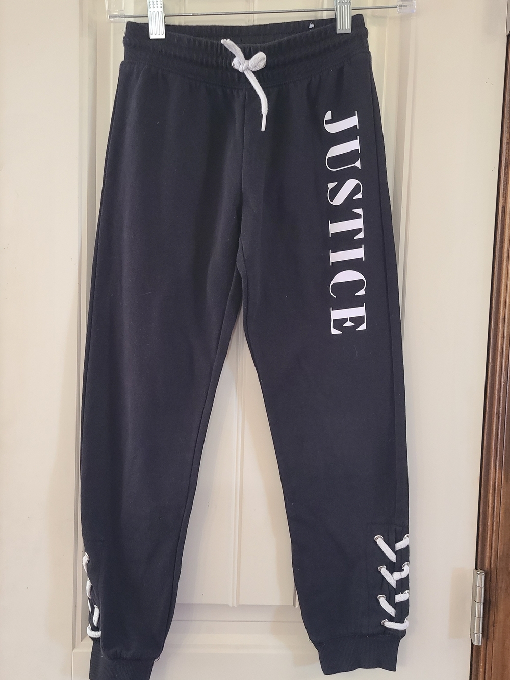 Justice Girls Black Logo Lace-Up Jogger Pants